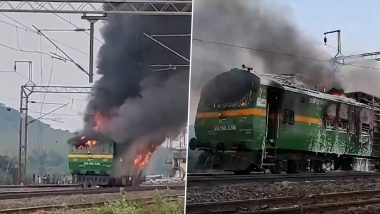 Train on Fire in Odisha: Train Engine Catches Fire Near Gobindapur in Dhenkanal District, Fire Tenders Present at Spot; Video of 'Burning Train' Surfaces